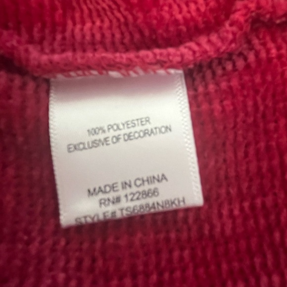 Pink & Violet Red Bear Sweater with Red and Blk Plaid Bellbottom Pants. Size: 2T - Picture 7 of 13